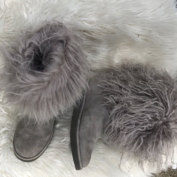 UGG LIDA CLASSIC MONGOLIAN SHEEPSKIN CUFF SEAL GREY BOOT US 6 / EU 37 / UK 4.5 - Picture 5 of 9